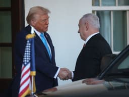 Will Trump and Netanyahu handshake last 10–15 seconds by February 13, 2026?