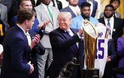 Will Trump say "NBA" during NCAA National Champions remarks on April 21?
