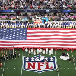 Who will be shown first during national anthem- Chiefs or Eagles?