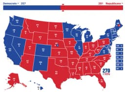 Trump wins 281-257 - AZ, GA, NC, PA