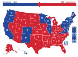 Trump wins 283-255 - AZ, GA, MI, NV, NC
