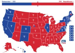 Trump wins 316-222 - AZ, GA, MI, MN, NC, PA, WI